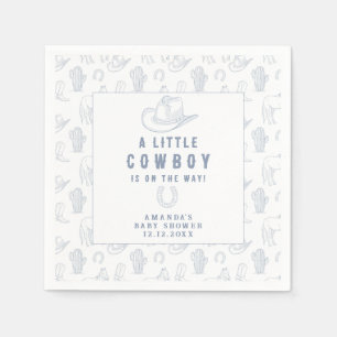Toile de Jouy Blue Cowboy Western Baby Shower Napkin