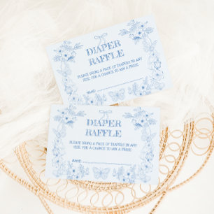 Toile De Jouy Blue Floral Boy Diaper Raffle Enclosure Card