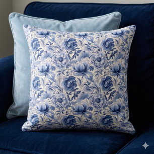 Toile de Jouy. Blue French toile. Throw Cushion