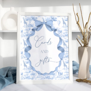 Toile de Jouy Blue Safari Animals Cards and Gifts Poster