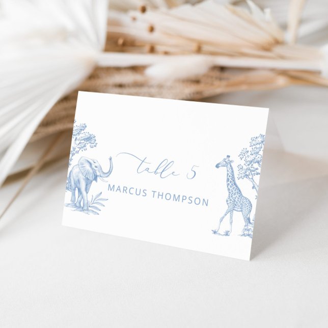 Toile de Jouy Blue Safari animals place cards (Creator Uploaded)