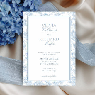 Toile de Jouy Blue Wedding Invitation,  Invitation
