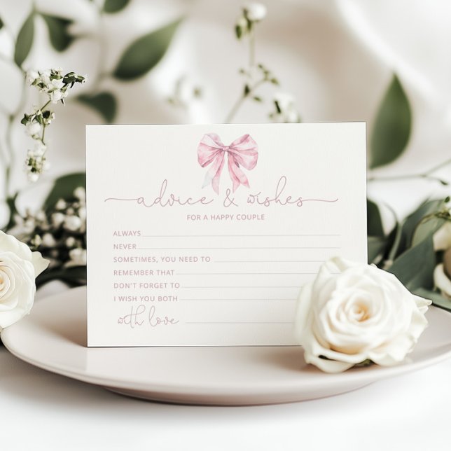 Toile de Jouy Bow advice and wishes bridal card (Creator Uploaded)