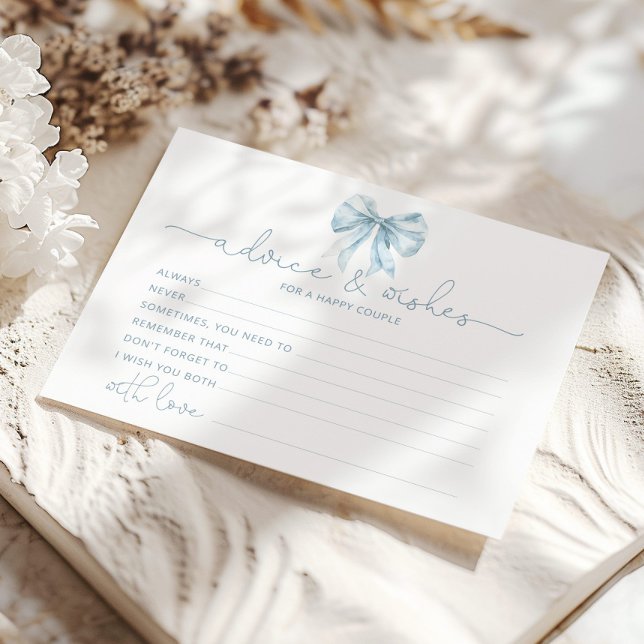 Toile de Jouy Bow advice and wishes bridal card (Creator Uploaded)