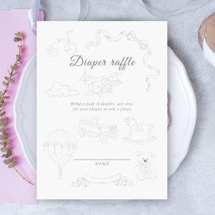 Toile de Jouy Bow Nursery Diaper raffle Enclosure Card