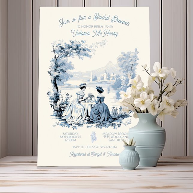 Toile de jouy Bridal Shower Invitation (Creator Uploaded)