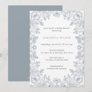 Toile De Jouy Chinoiserie Boy Baby Shower Invitation