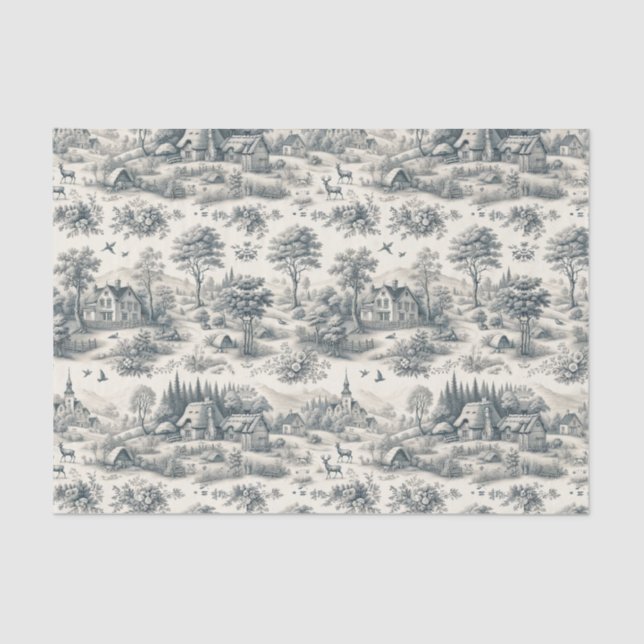 Toile de Jouy Countryside Tissue Paper | Elegant  (Front)