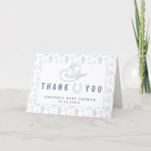 Toile De Jouy Cowboy Baby Shower Thank you Card