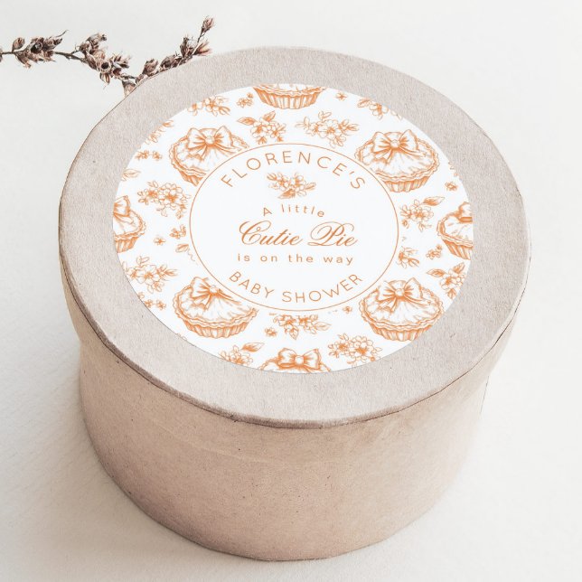 Toile de Jouy Cutie Pie gender neutral thank you Classic Round Sticker (Creator Uploaded)