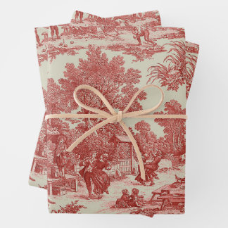 Toile de Jouy Fabric Wrapping Paper Sheet