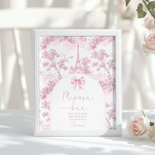 Toile de Jouy French Bow Pink Mimosa bar Poster (Creator Uploaded)
