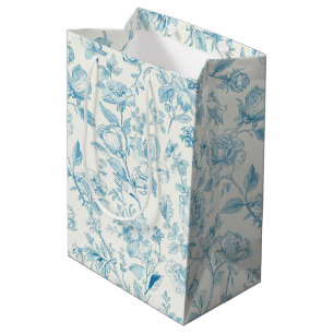 Toile de jouy French Chinoiseries Peonies Floral  Medium Gift Bag