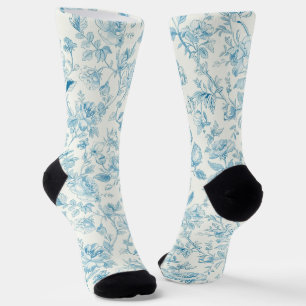 Toile de jouy French Chinoiseries Peonies Floral Socks