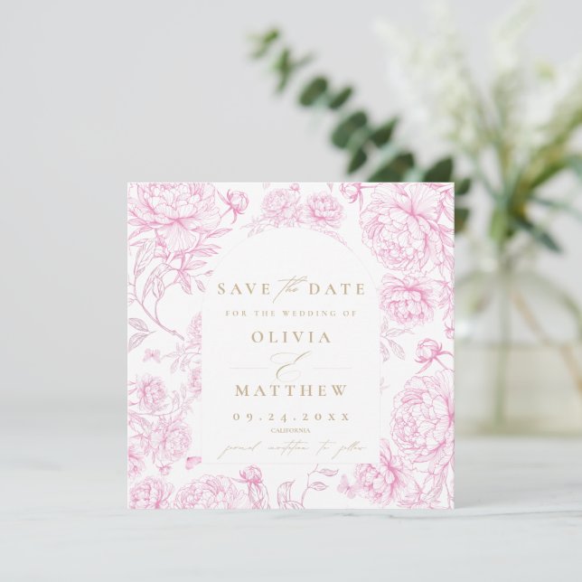  Toile De Jouy French Wedding  Save The Date (Standing Front)