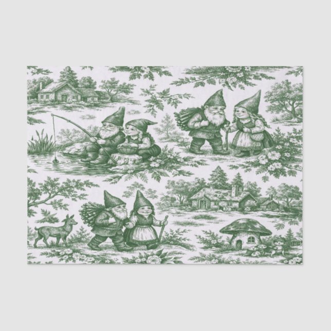 Toile de Jouy Gnome Tissue Paper (Front)