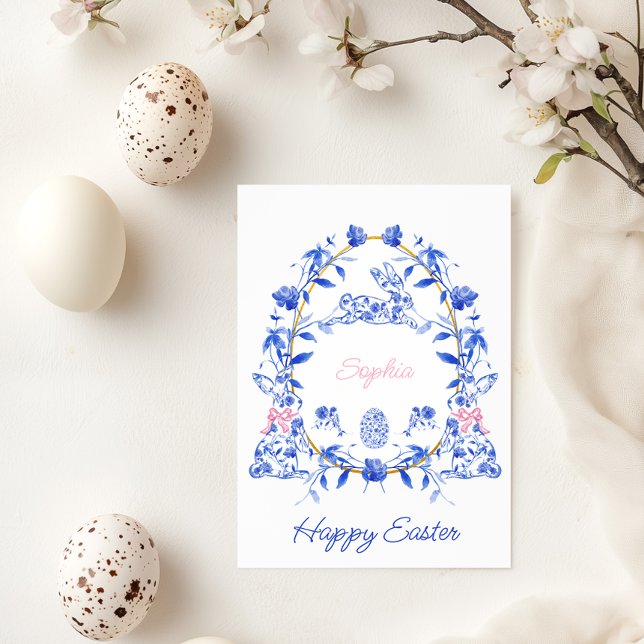 Toile De Jouy Happy Easter Greeting Card (Creator Uploaded)