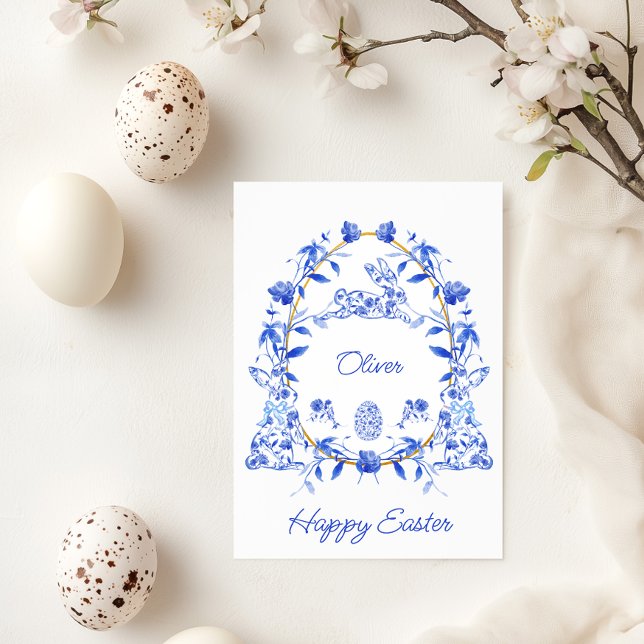 Toile De Jouy Happy Easter Greeting Card (Creator Uploaded)