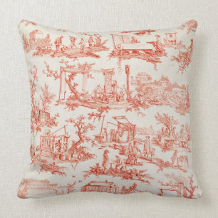 Toile de Jouy, illustrating the processes of manuf Cushion