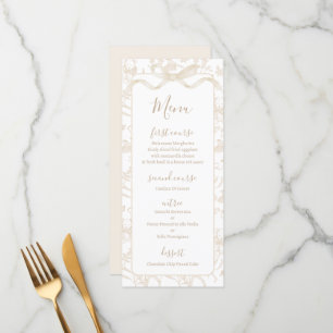 Toile de jouy Neutral Baby Shower Menu Card