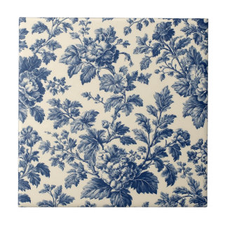 Toile De Jouy Pastoral Countryside Floral Motifs Ceramic Tile