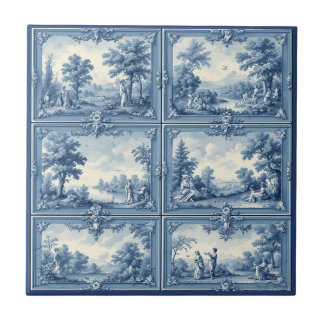 Toile De Jouy Pastoral Countryside Scenery Vintage Ceramic Tile