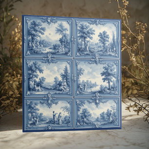 Toile De Jouy Pastoral Countryside Scenery Vintage Ceramic Tile