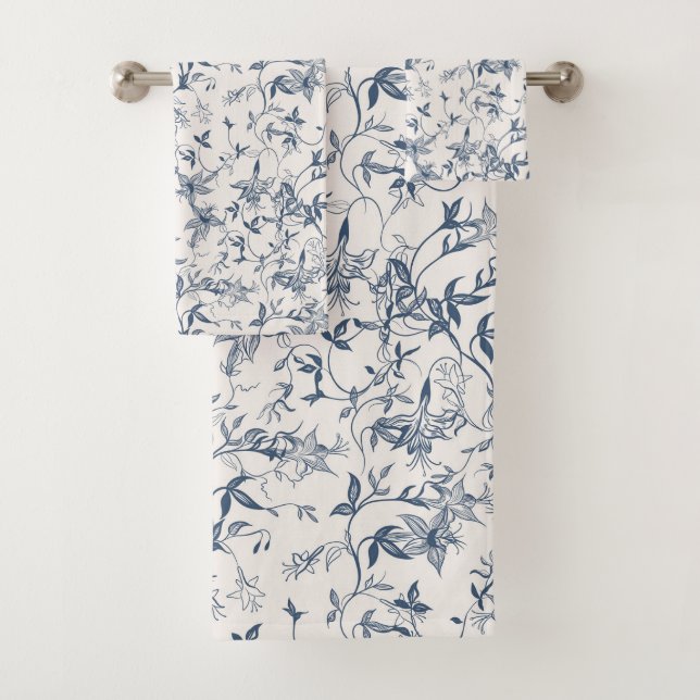 Toile De Jouy  Pattern Bath Towel Set (Insitu)