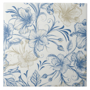Toile-De-Jouy Pattern Ceramic Tile