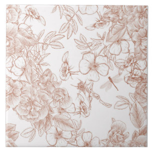 Toile-De-Jouy Pattern Ceramic Tile