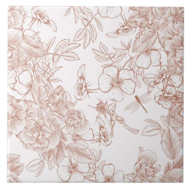 Toile-De-Jouy Pattern  Ceramic Tile (Front)