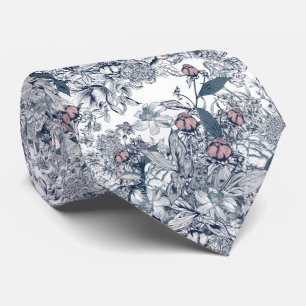 Toile-De-Jouy Pattern Wedding Tie