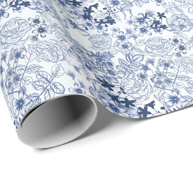 Toile-De-Jouy Pattern Wedding  Wrapping Paper (Roll Corner)