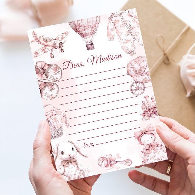 Toile De Jouy Pink Girl Capsule Note Message Card (Creator Uploaded)