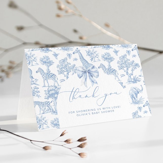 Toile de Jouy Safari animals Baby shower Thank You Card (Creator Uploaded)