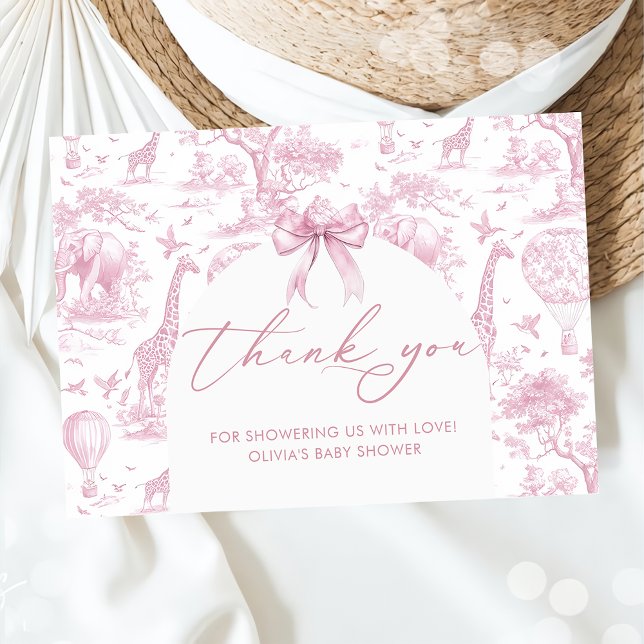 Toile de Jouy Safari animals Baby shower Thank You Card (Creator Uploaded)
