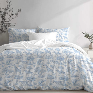 Toile de Jouy Safari animals blue Pillowcase