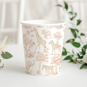 Toile de Jouy Safari animals Boho Baby shower Paper Cups