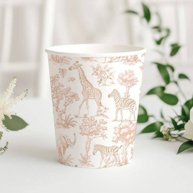 Toile de Jouy Safari animals Boho Baby shower Paper Cups (Creator Uploaded)