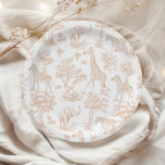 Toile de Jouy Safari animals Boho Baby shower Paper Plate<br><div class="desc">Toile de Jouy Safari animals Boho Baby shower Paper Plates
Matching items available.</div>