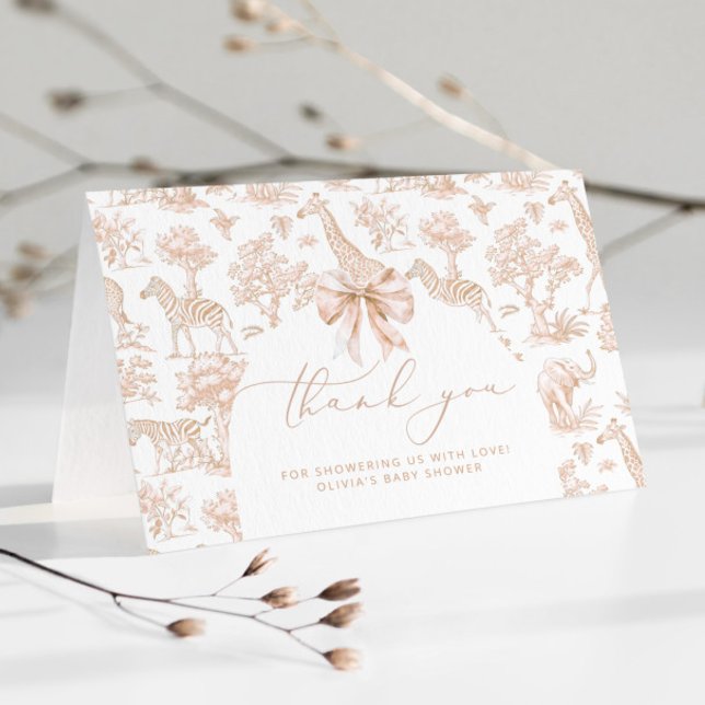 Toile de Jouy Safari animals Boho Baby shower Thank You Card (Creator Uploaded)
