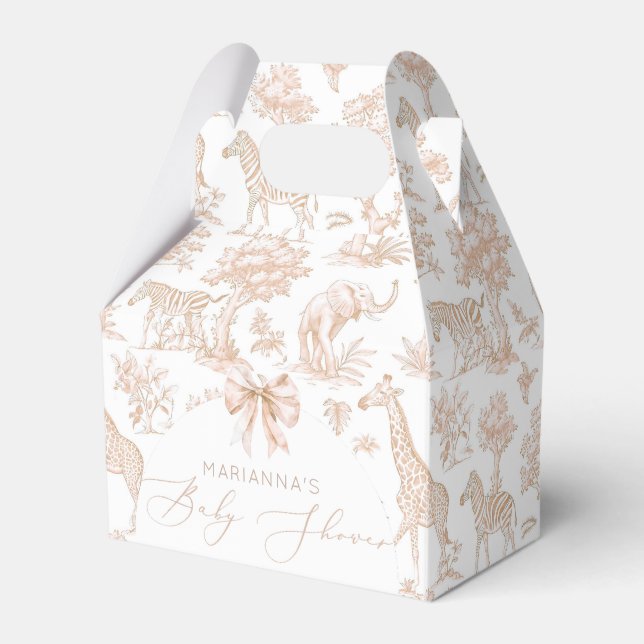 Toile de Jouy Safari animals Boho Gender neutral Favour Box (Front Side)