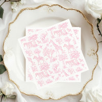 Toile de Jouy Safari animals pink Baby shower