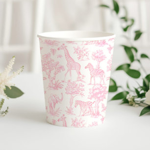 Toile de Jouy Safari animals pink elegant cute Paper Cups