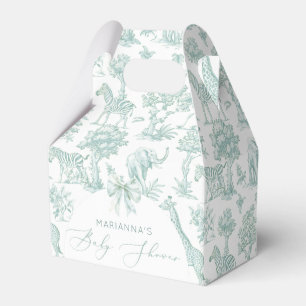 Toile de Jouy Safari animals sage green  pastel Favour Box