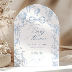 Toile de Jouy Safari Arch Bow Baby Boy Shower Invitation