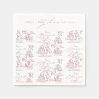 Toile De Jouy Safari Baby Girl Shower Napkin