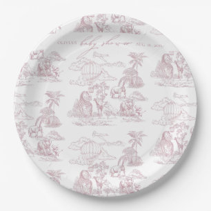 Toile De Jouy Safari Baby Girl Shower Paper Plate