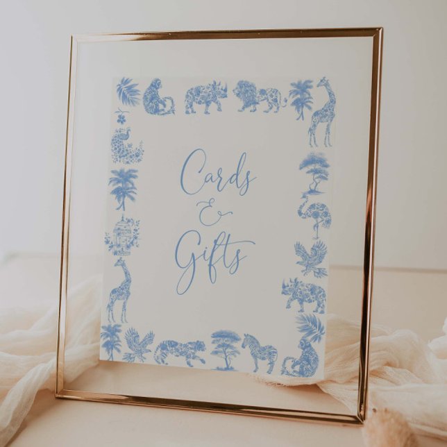 Toile De Jouy Safari Baby Shower Cards And Gifts Poster (Creator Uploaded)