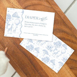 Toile De Jouy Safari Baby Shower Diaper Raffle Business Card